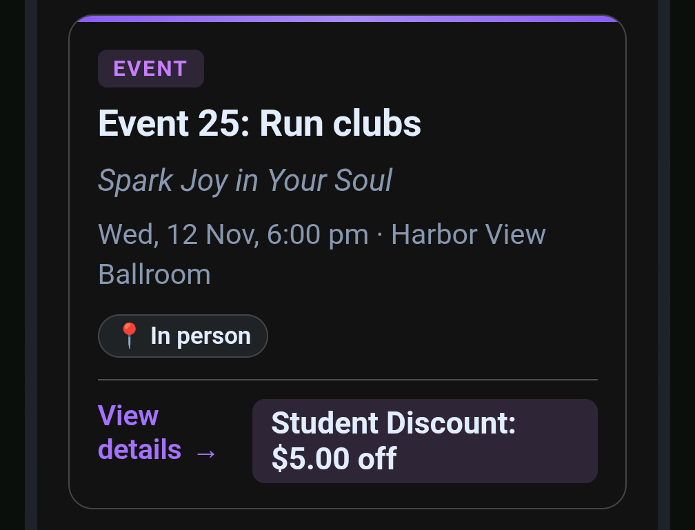 Your event matches screenshot